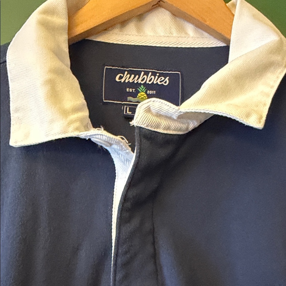 Chubbies The Do Me A Solid Mens L Legacy Rugby Navy Polo Coastal Beach - Picture 5 of 8